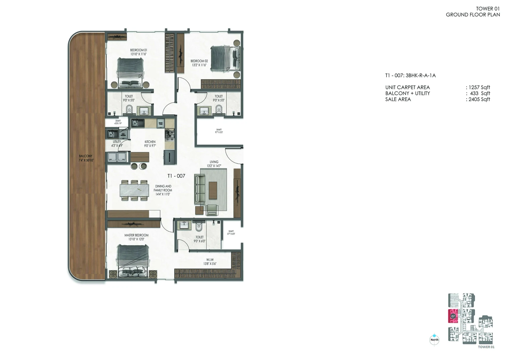 Mana Verdant Terraces Tower 1 3 BHK Floor Plan